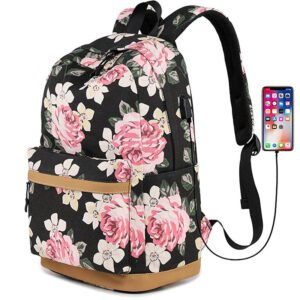LmeisonLmeison Laptop Backpack,15.6 Inch Stylish College School Backpack with USB Charging Port Casual Daypack for Women/Girls/Business/Travel