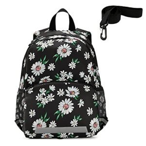 Aulandi White Daisy Flowers Toddler Backpack Kids Cute Floral Kindergarten Schoolbag Preschool for Baby Boys Girls 3-8 Years